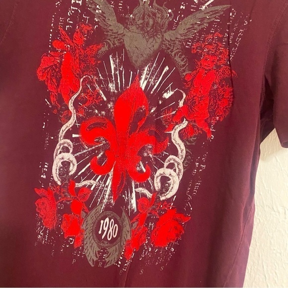 Express Truth Graphic Shirt Size XS Color Wine 100% Knit Top Skater - Picture 2 of 4